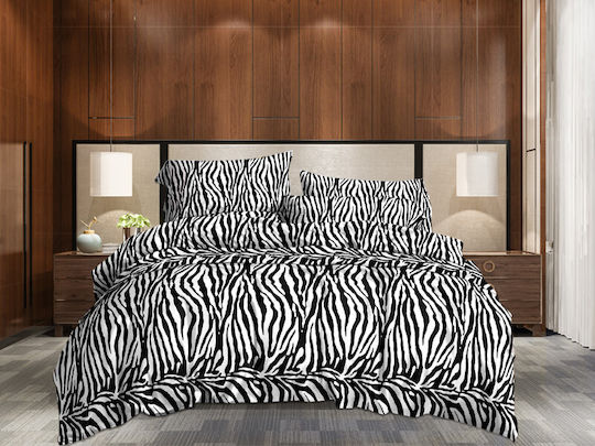 Set Double Bed Sheets with Rubber Hugger 160x200+30cm Zebra 5 Pieces