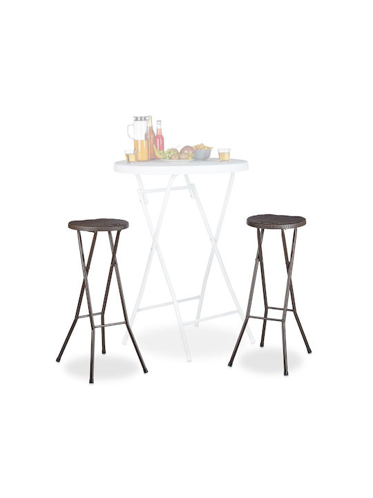 Scaun Metalic De Bar De Exterior Maro Închis 2 Buc 29x29x80cm