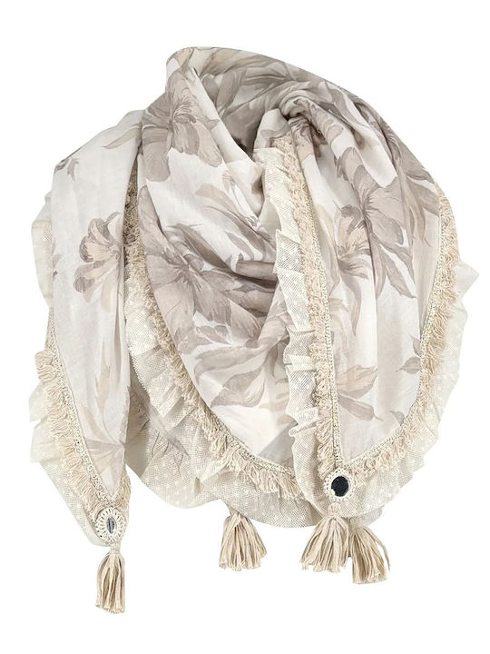 Ibz Mode Παρεο Κασκολ Γυναικειο Μπεζ Scarf Estilo Coralia Ivory 13mra20iv