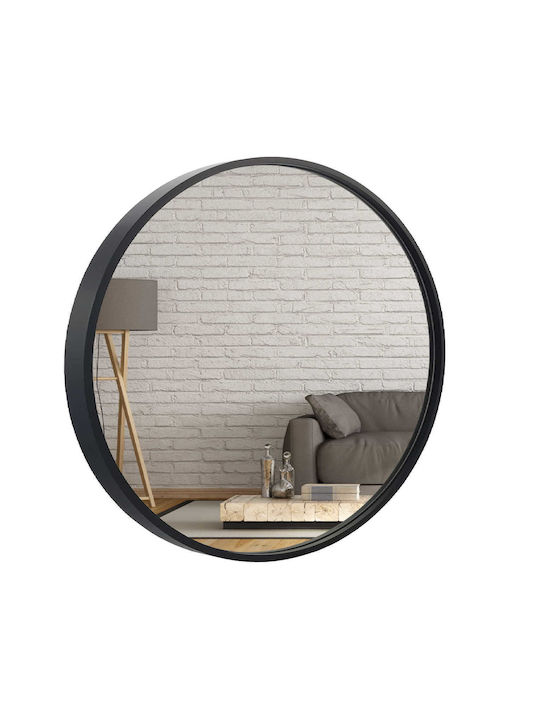 BD art Wandspiegel mit Schwarzem Hölzernen Rahmen Durchmesser 60cm