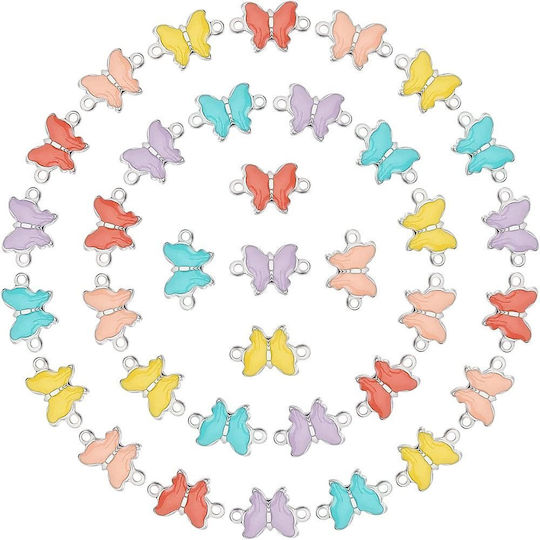 Steel Butterfly Link Silver Enamel Various Colors Mix 10x6.5mm 10pcs