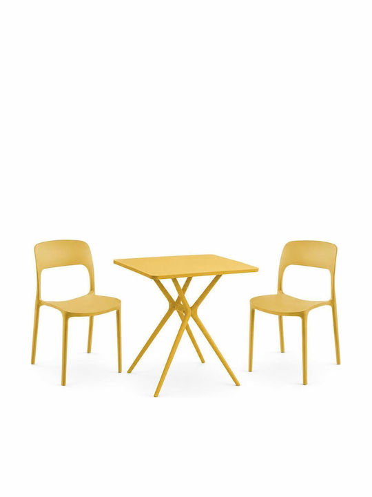 Set de salon pentru exterior 3 piese Galben