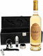 Set Premium Vin "Best Dad" Casetă Din Piele Ecologică 4 Accesorii Somelier Vin Alb Personalizat