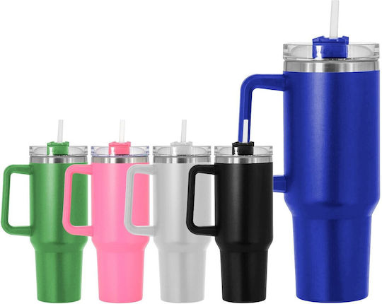 HOMie Thermosflasche 1.2l Grau mit Handgriff und Stroh