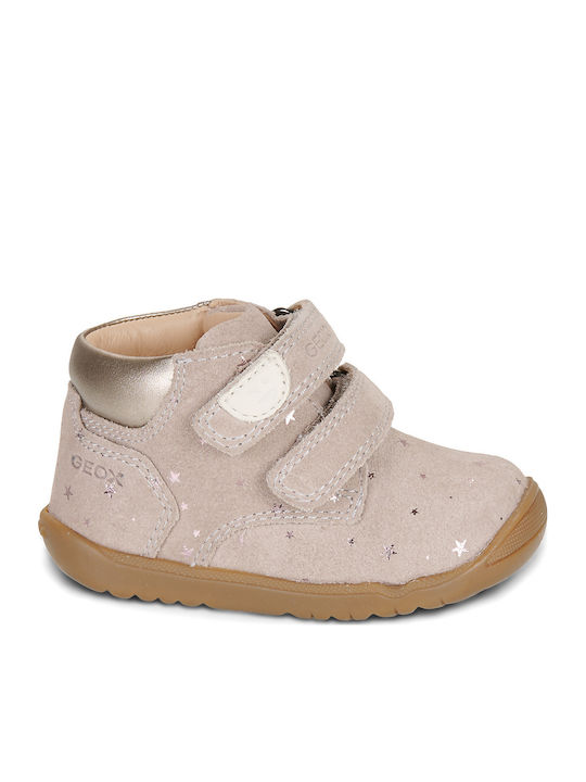 B Macchia Kids Sneakers High with Hoop & Loop Closure Beige
