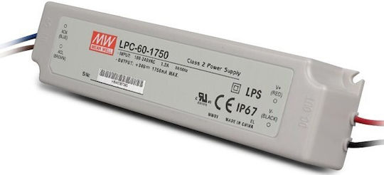LED Power Supply 59.5W 9-34V 1750mA IP67 LPC-60-1750 Mean Well