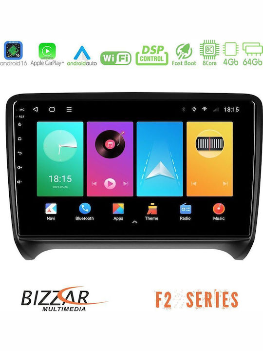 Bizzar Auto-Audiosystem für Audi TT 2006-2013 Bluetooth USB Eingebautes Wi-Fi GPS Apple CarPlay Android Auto mit 9 Zoll Touchscreen