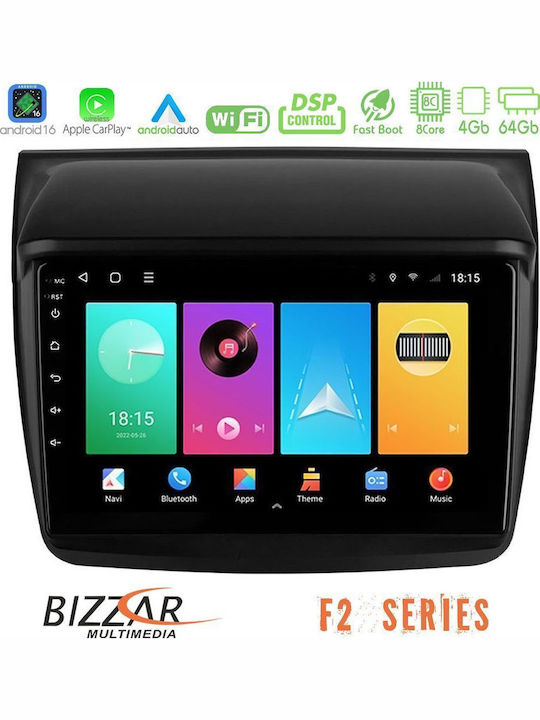 Bizzar Car Audio System for Mitsubishi L200 2006 – 2015 with A/C Bluetooth USB WiFi GPS Apple CarPlay Android Auto with 9" Touch Screen