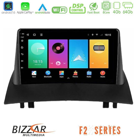 Bizzar Auto-Audiosystem Für Renault Megane 2002-2008 Bluetooth USB Eingebautes Wi-Fi GPS Apple CarPlay Android Auto Mit 9 Zoll Touchscreen