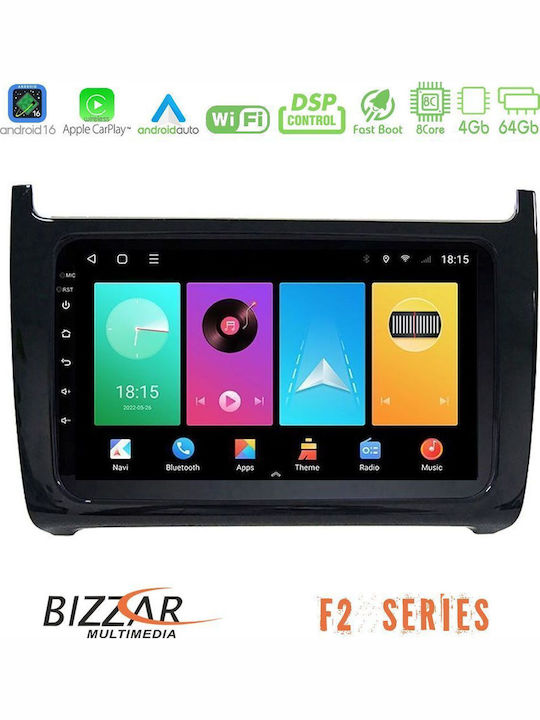 Bizzar Car Audio System for Volkswagen Polo 2009 – 2014 Bluetooth USB WiFi GPS Apple CarPlay Android Auto with 9" Touch Screen