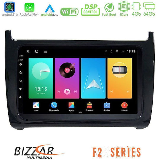 Bizzar Ηχοσύστημα Αυτοκινήτου για Volkswagen Polo 2009 – 2014 (Bluetooth/USB/WiFi/GPS/Apple-Carplay/Android-Auto) με Οθόνη Αφής 9"