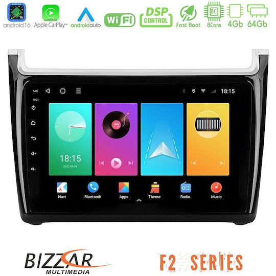 Bizzar Car Audio System for Volkswagen Polo 2014 2017 Bluetooth USB Wi-Fi GPS Apple CarPlay Android Auto with 9 Inch Touch Screen