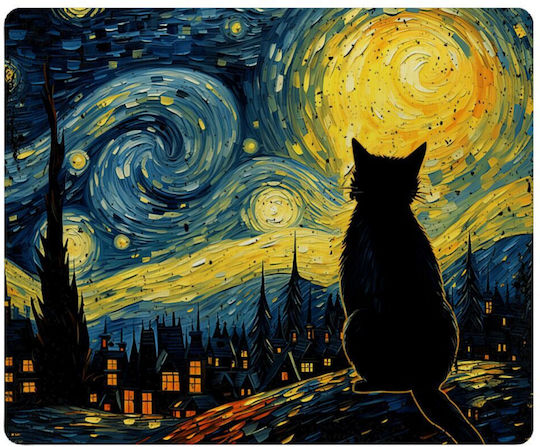Koupakoupa Starry Night Cat Mouse Pad (230mm) KP_34600_mousepad-rect