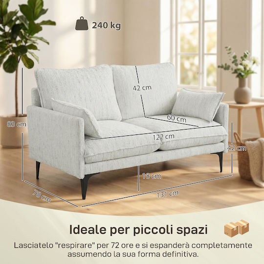 Διθέσιος Καναπές Λευκό 131x78x83εκ.