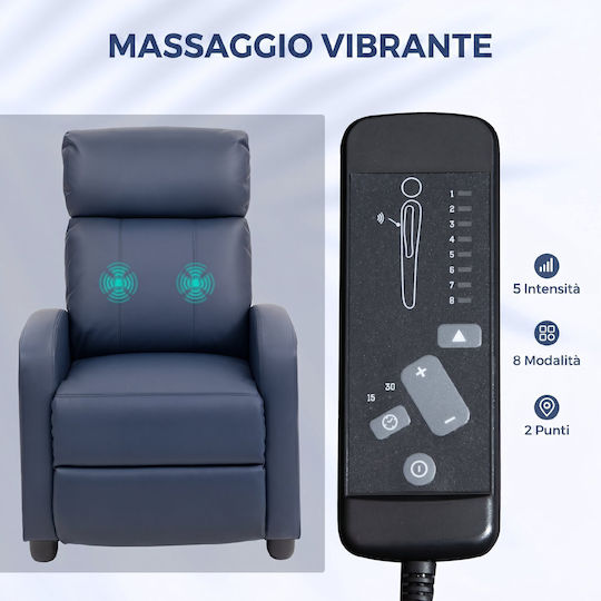 Scaun De Relax Masaj Cu Puf Albastru Închis 68x88x98cm