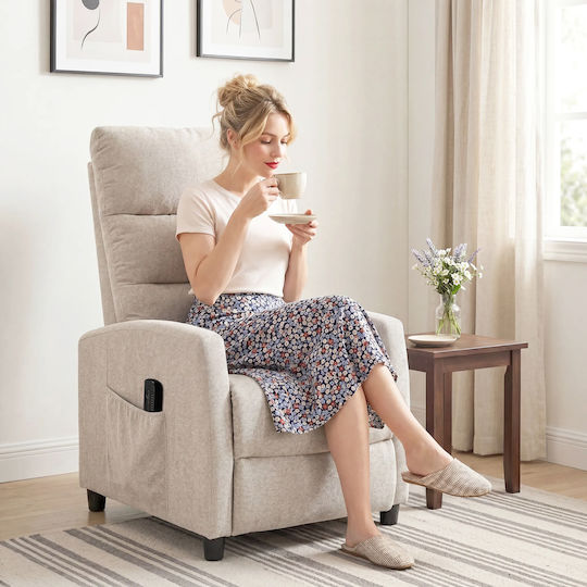 Relax Massage Armchair with Footstool Ecru/Cream 66x91x108cm