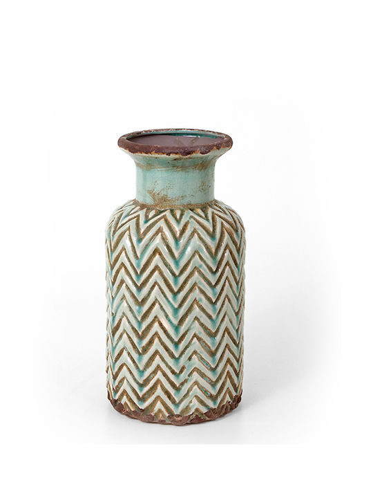 Zaros Decorative Ceramic Turquoise Vase 14.5xH27.5cm