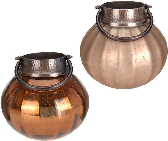 Zaros Glass Copper Lantern 19x19cm