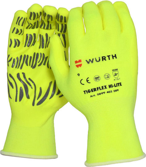 Wurth Tigerflex Hi-lite Mănuși de Lucru Galbene din Nitril
