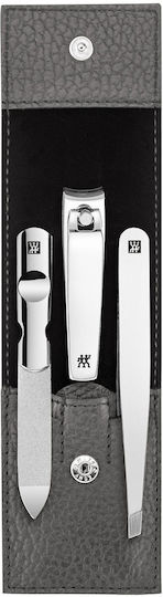 Комплект за маникюр 3 части кожен портфейл Anthracite Zwilling Classic Inox