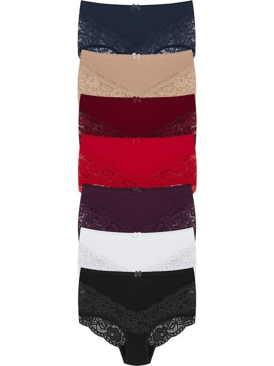 Baumwoll Hohe Taille Damen-Slips MultiPack mit Spitze