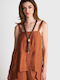 Damen Bluse Satin Orange