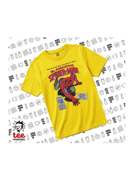 Tee Maniac Kinderoberteile T-Shirt Gelb Spiderm...