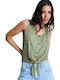 Tropical Long Sleeve Women's Shirt Oil Green