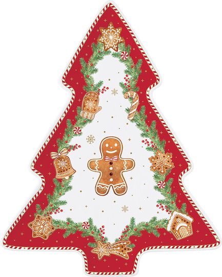 Easylife Fancy Gingerbread Χριστουγεννιάτικη Πιατέλα Πορσελάνινη Δεντράκια 25.5x20.5εκ.
