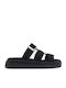 Leather Women's Flat Sandals Flatforms Black