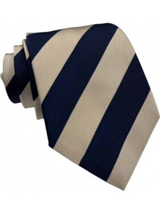 Silk Blue Beige Striped Tie 8cm