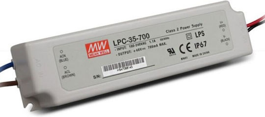Τροφοδοτικό Led 35w 9-48v 700ma Ip67 Lpc-35-700 Mean Well