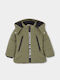 Kids Casual Short Coat with Hood Khaki