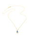 Anagnostakis Halskette Rosette aus 14K Gold mit Zirkon Hellblau