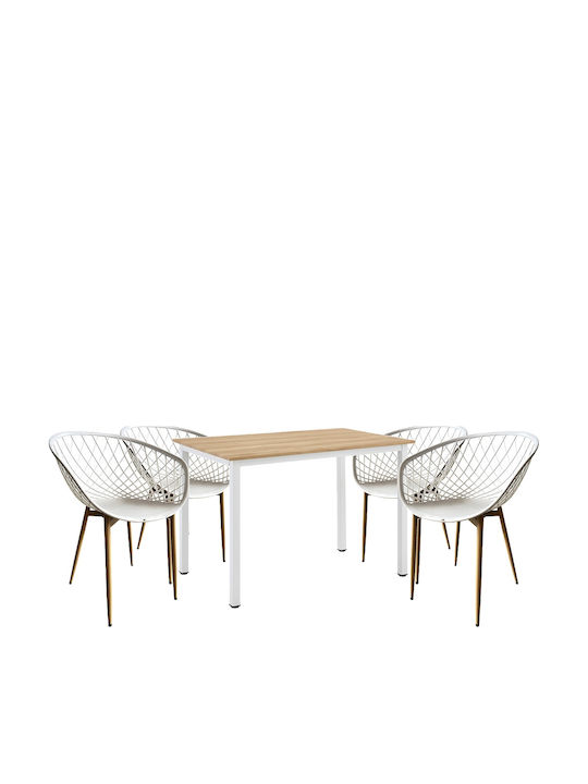 Set de sufragerie Verdell cu 4 scaune 110x70cm