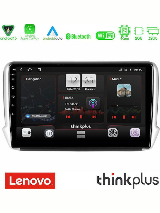 Lenovo Car Audio System for Peugeot 208 / 2008 2008 (Bluetooth/USB/AUX/WiFi/GPS/Apple CarPlay/Android Auto) with 10" Touch Screen