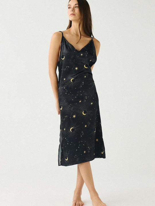 Summer Women's Nightgown Navy Blue