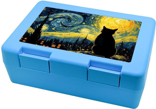Koupakoupa Starry Night Cat Plastic Kids Food Container 18.5 x 12.8 x 6.5cm