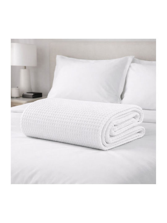 Adam Home Waffle Κουβέρτα Πικέ Μονή 165x240εκ. Λευκή
