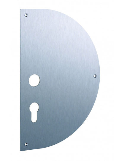 Left Door Push Plate Self-Adhesive Inox Semi-Circle Cylinder Hole 230x150 Mm Thirard 00922330