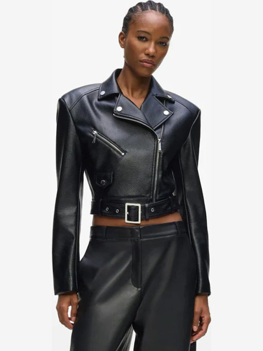 Damen Biker Jacke Schwarz