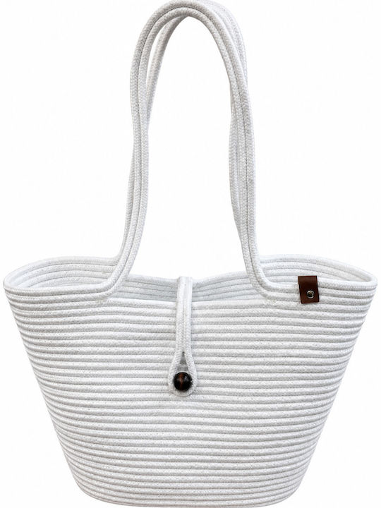 Wicker White Beach Bag