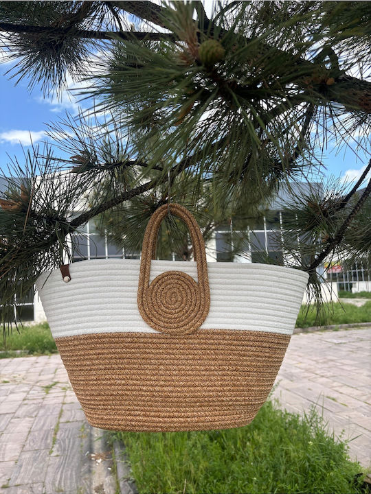 Wicker White Beach Bag