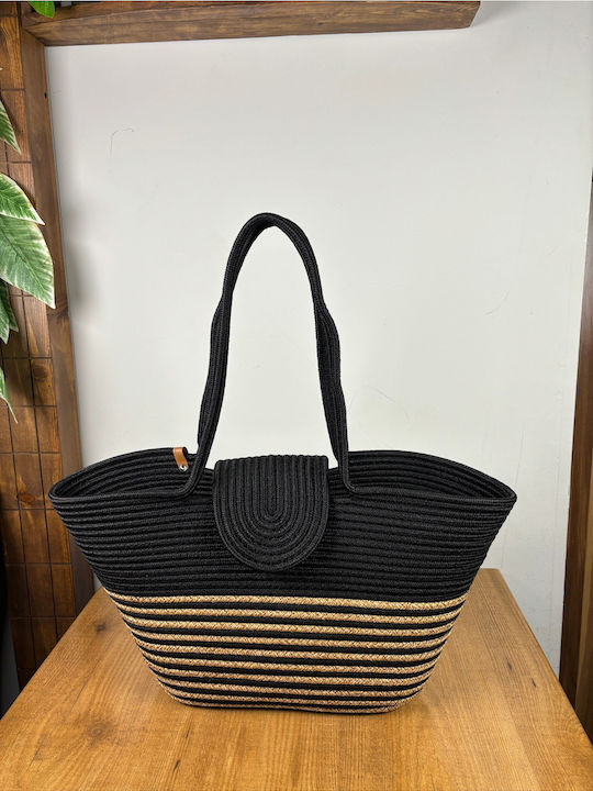 Enpapa Korbweide Strandtasche Schwarz