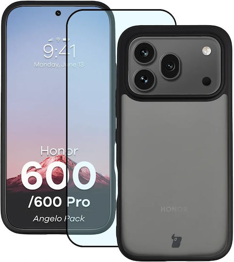 Bizonmobile Kit De Protecție 2 În 1 Husa Bizon Angelo Folie Protectie Sticlă Tempered Glass Pentru Ecran Margine Compatibil Honor 600 600 Pro Negru