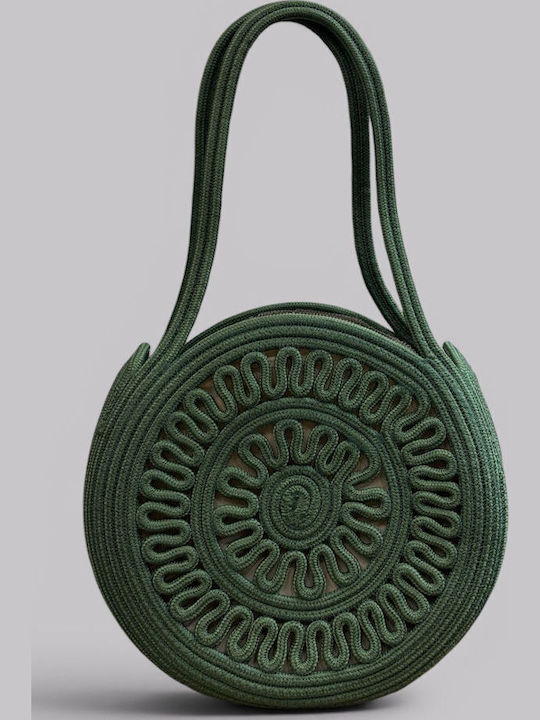 Wicker Green Beach Bag