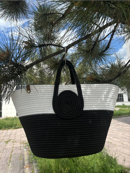 Wicker Black Beach Bag