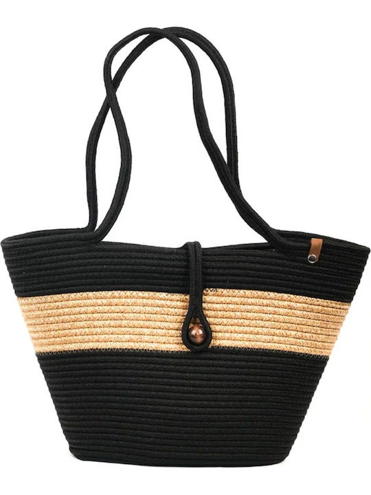 Enpapa Korbweide Strandtasche Schwarz