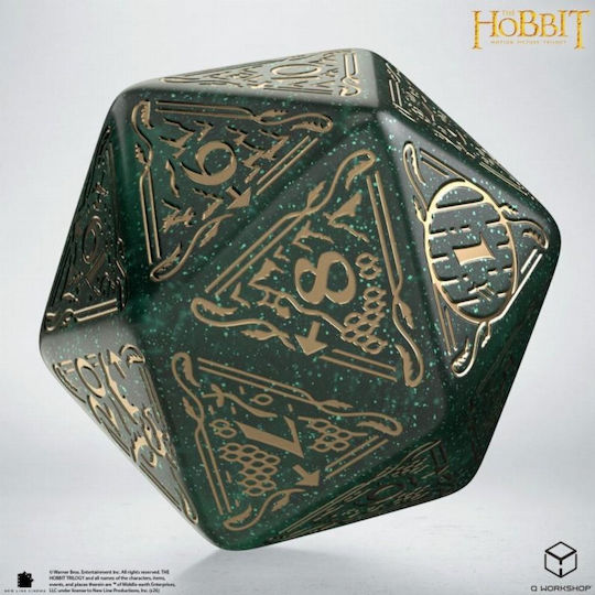 Hobbit TCG Zar Spindown Jumbo D20 Verde