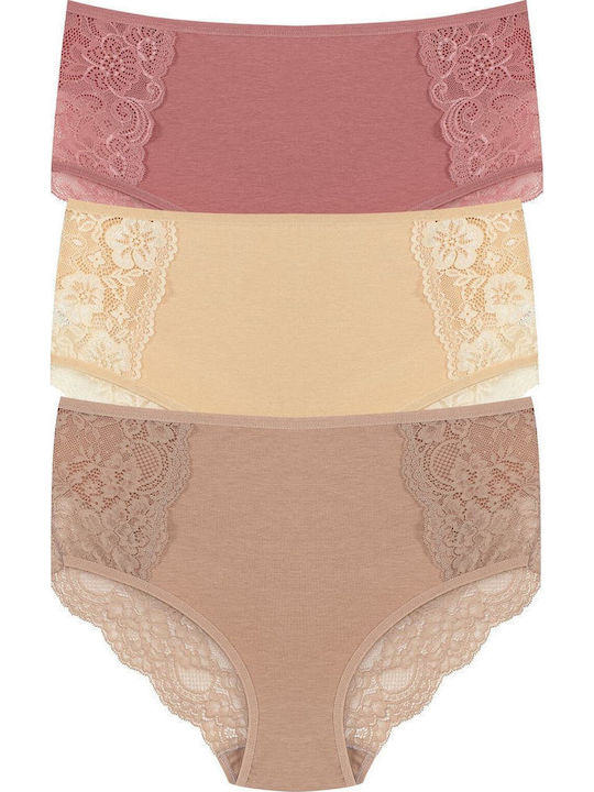 Hohe Taille Damen-Slips 3er Pack mit Spitze